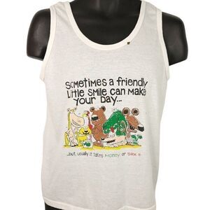Money Or Sex Cartoon Tank Top Vintage 80s Funny Joke Humor Made In USA Mens